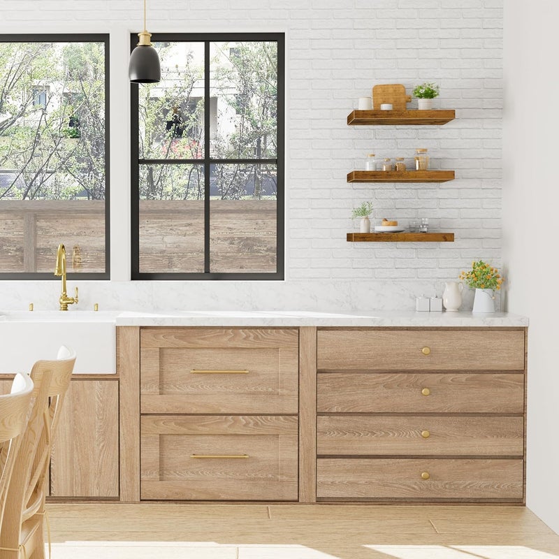 QEEIG 12" Deep Floating Shelves for Wall - 12 x 16 inch Book Shelf Bathroom Bedroom Kitchen Living Room Hanging Bookshelf Farmhouse Set of 3, Brown (026-40BN3) - Image 2